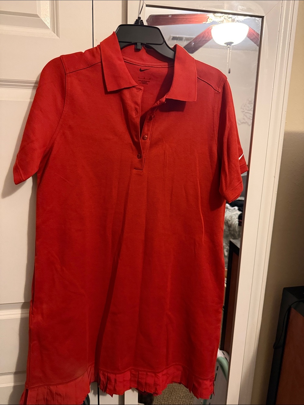 Nike Red Polo Shirt Dress with Button Placket